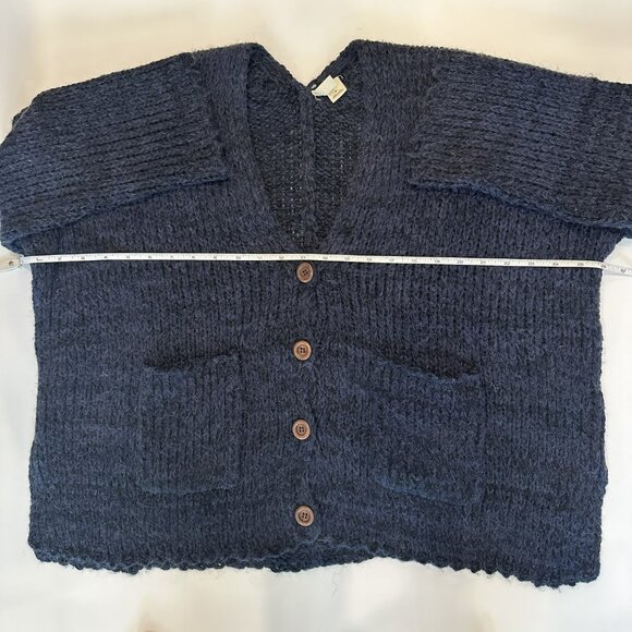 Anthropologie Moth Cozy Dark Blue Button Up Cardigan Size Medium - Picture 7 of 7